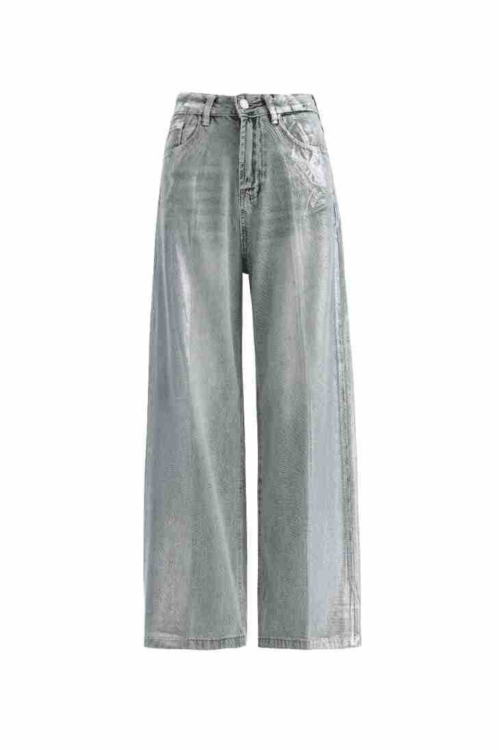 European And American Fashion Retro Hot Silver Loose Jeans - Bellarte Enchanté European And American Fashion Retro Hot Silver Loose Jeans